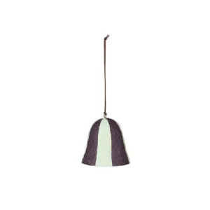 Broste Copenhagen Christbaum Glocke Stripe Pulp Blackberry Purple - 6cm