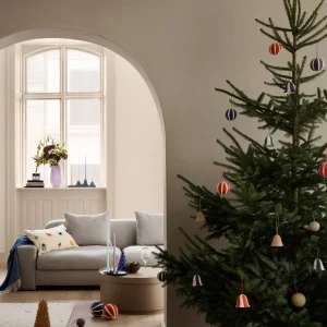 Broste Copenhagen Christbaum Glocke Stripe Pulp Blackberry Purple - 6cm