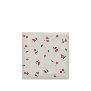 Broste Copenhagen Serviette Cherry 33x33cm - Offwhite/Red