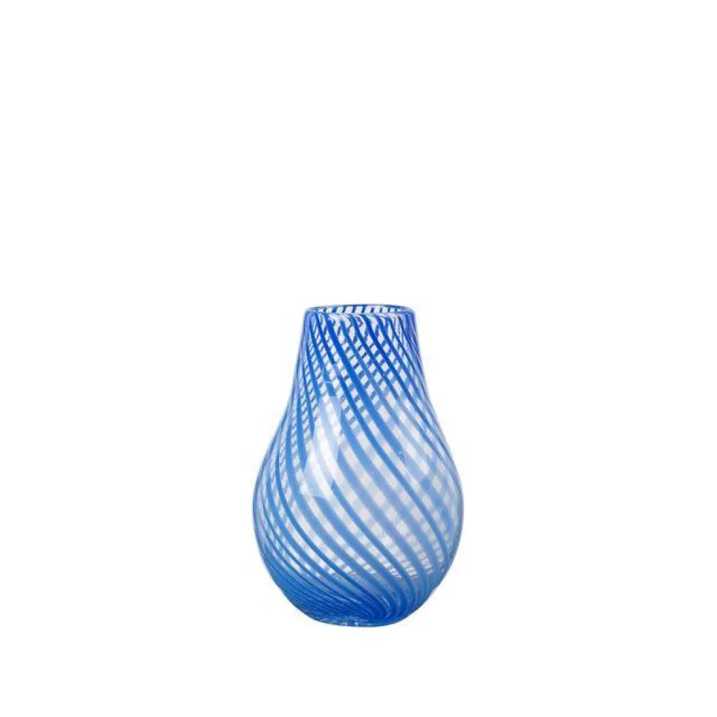 broste_copenhagen_vase_ad_0.webp Broste Copenhagen Vase Ada Crossstripe Glas - Intense Blue 15,5x22,5 cm