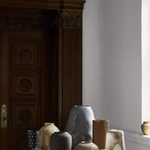 Broste Copenhagen Vase Ada Dot Glas - simply taupe warm grey 19,5x37 cm