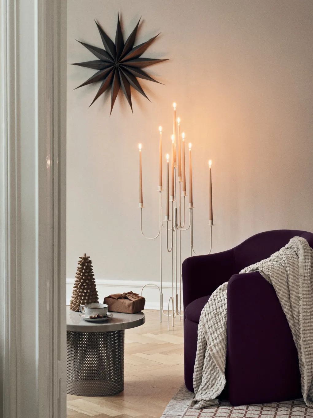 broste_copenhagen_weihnac_2.webp Broste Copenhagen Weihnachtsstern M Venok Fungi Grey Holz Furnier - 40cm