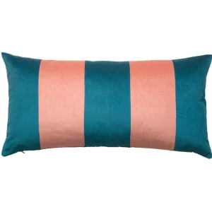Christina Lundsteen Kissen Stripe velvet 40x80 cm - petrol/pale rose