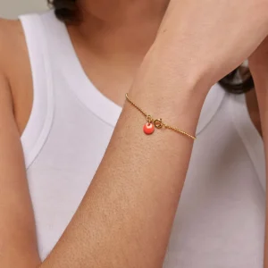 Enamel Copenhagen Armband Ball Chain Coral - 18k vergoldetes 925er Sterlingsilber