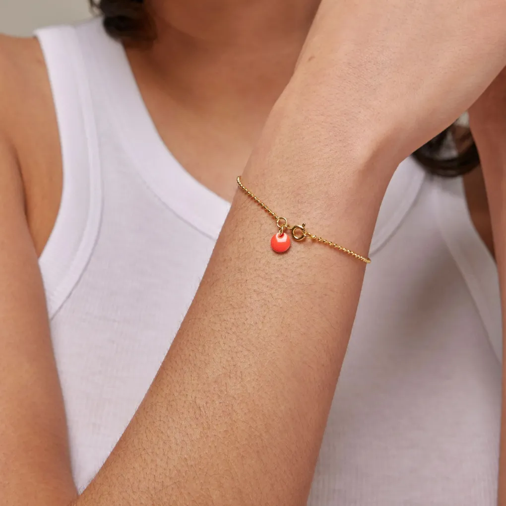 enamel_copenhagen_armband_1-7.webp Enamel Copenhagen Armband Ball Chain Coral - 18k vergoldetes 925er Sterlingsilber