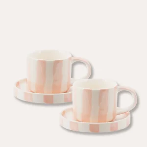 Magazin Minori Espresso Tassen Stripes Incanto Rosé 2er Set - 4 Teile