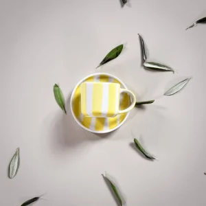 Magazin Minori Espresso Tassen Stripes Spiaggia Yellow 2er Set - 4 Teile