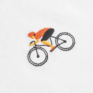 Natural Vibes Fahrrad T-Shirt - Weißes Bio T-Shirt, Radfahrer Stickerei