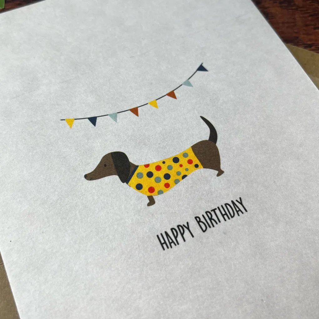 Naturbedacht Geburtstagskarte - Happy Birthday Dackel
