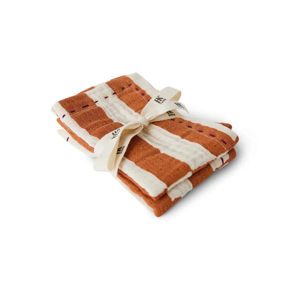 hkliving_bohemian_cotton__0.webp HKliving Bohemian Cotton Napkins Striped Tangerine - 2er Set