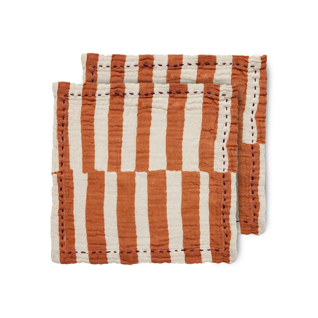 hkliving_bohemian_cotton__1.webp HKliving Bohemian Cotton Napkins Striped Tangerine - 2er Set