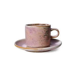 HKliving Chef Ceramics Tasse und Untertasse Rustic Pink