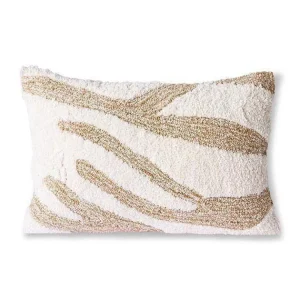 HKliving Fluffy Kissen weiß/beige inkl. Füllung - 35x55cm