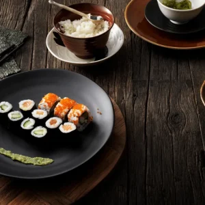 HKliving Kyoto Ceramics Japanese Desert Plate matt black