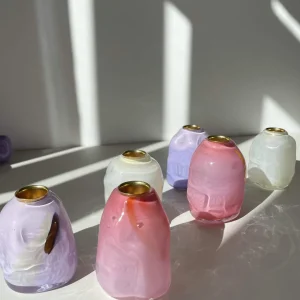 Glassblow DK Kerzenhalter Opalglas Cottoncandy - rd. 8cm
