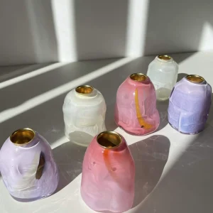 Glassblow DK Kerzenhalter Opalglas Cottoncandy - rd. 8cm