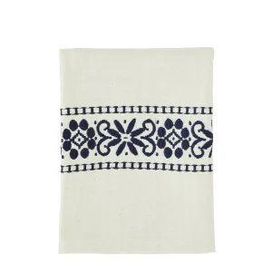 Madam Stoltz Embroidered kitchen towel blue - 45 x 70 cm