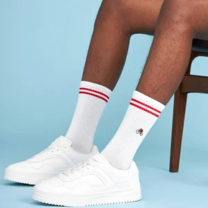 Natural Vibes Bicycle Bio Socken - Weiße Tennissocken mit Radfahrer