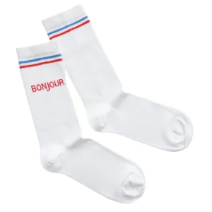 Natural Vibes Bio Socken Bonjour - Weiße Tennissocken mit Schrift