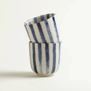onomao Becher Klassik blau-weiß-gestreift - 2er Set