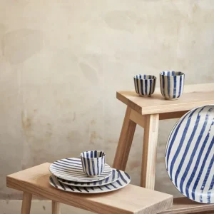 onomao kleiner Teller Klassik blau weiß gestreift - 2er Set