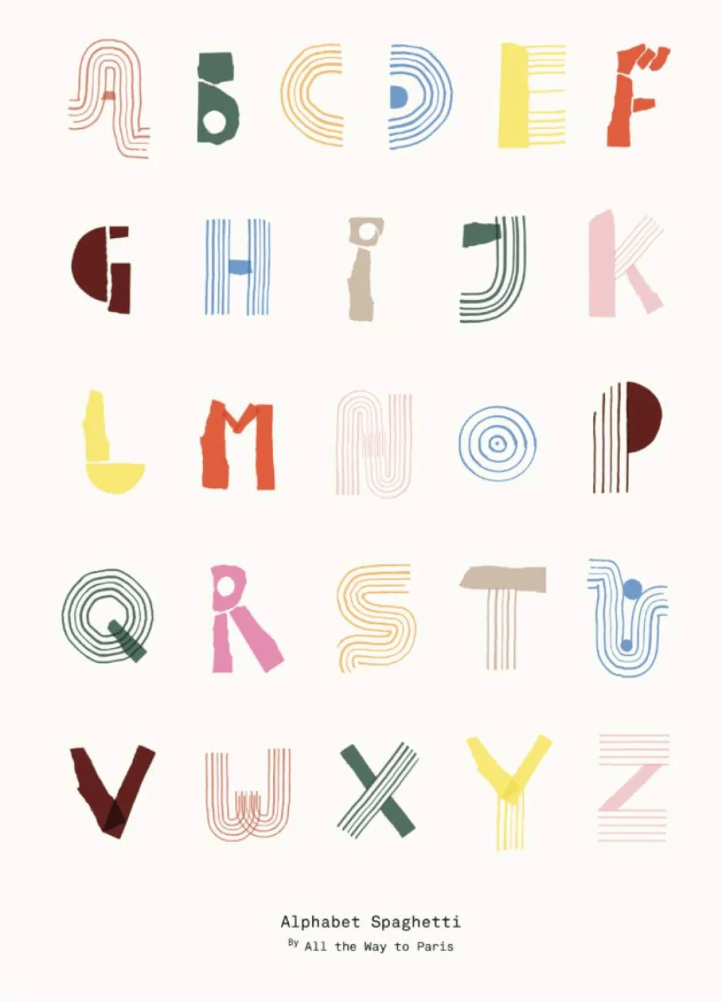 paper_collective_kunstdru_1.webp Kinder Paper Collective Kunstdruck „Alphabet Spaghetti“ - 50×70cm