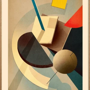 Pu0026F P&F Gerahmter Kunstdruck Sander Patelski Composition No 4 PSTR Studio 30x40 cm - inkl. Rahmen aus Eichenholz