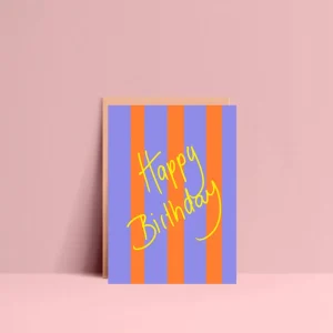 Ute Arnold / Hej.Ibiza Postkarte Happy Birthday Stripes