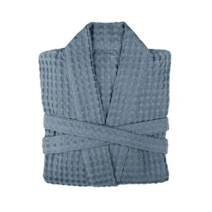 The Organic Company Big Waffle Bademantel grey blue