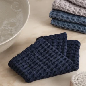 The Organic Company Big Waffle Wash Cloth dark blue - 3er Set