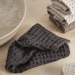 The Organic Company Big Waffle Wash Cloth dark grey - 3er Set