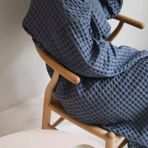 The Organic Company Big Waffle Bademantel grey blue