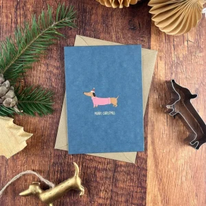 Naturbedacht Weihnachtskarte - Dackel