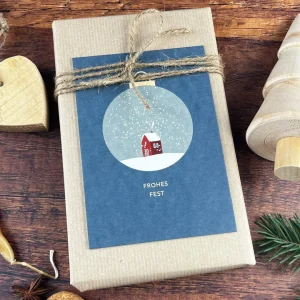 Naturbedacht Weihnachtskarte - Schneekugel